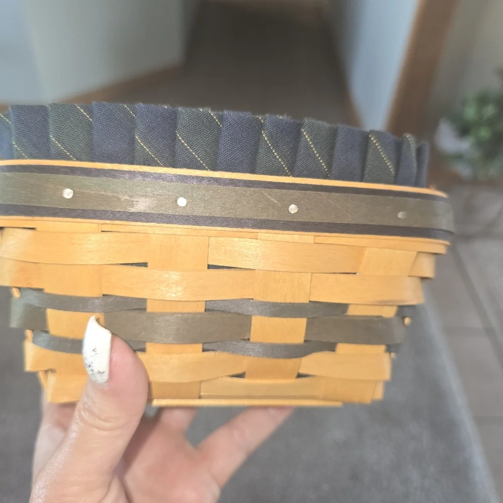 Longaberger Basket with Navy and Tan Accents